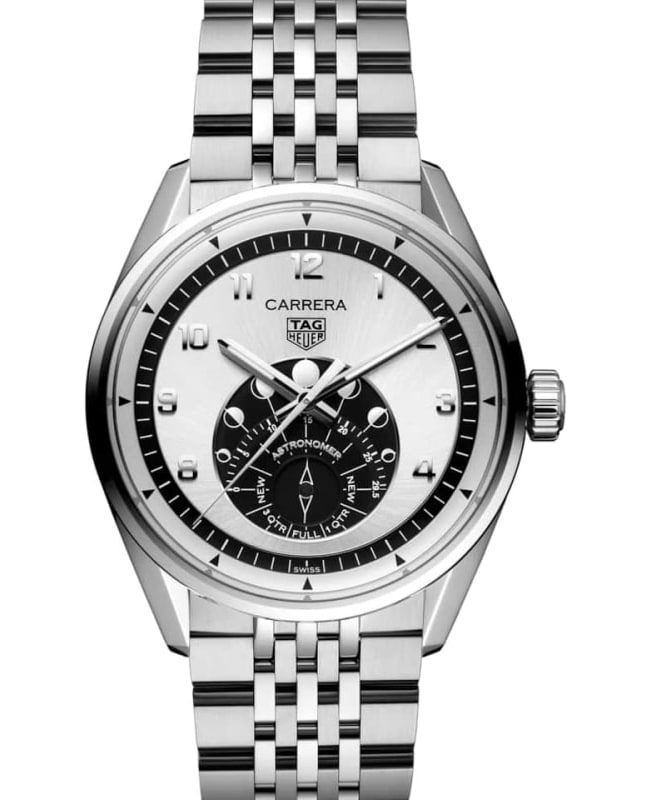 Tag Heuer Carrera Automatic Astronomer Moonphase Silver Dial Stainless Steel Men's Watch WBX2110.BA0044