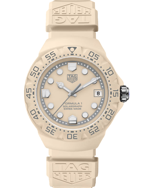 Tag Heuer Formula 1 Solargraph Limited Edition Beige Dial Rubber Strap Men's Watch WBY1164.FT8114
