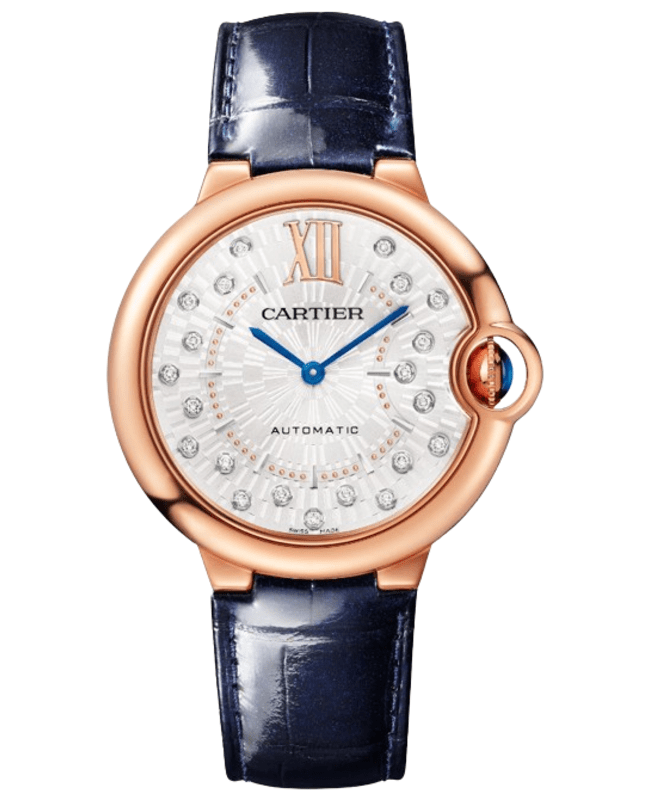Cartier Ballon Bleu de Cartier Automatic Silver Diamond Dial 18K Rose Gold Blue Leather Strap Womens Watch WGBB0053 WGBB0053 Cartier Ballon Bleu de Cartier Automatic Silver Diamond Dial 18K Rose Gold Blue Leather Strap Womens Watch WGBB0053 WGBB0053