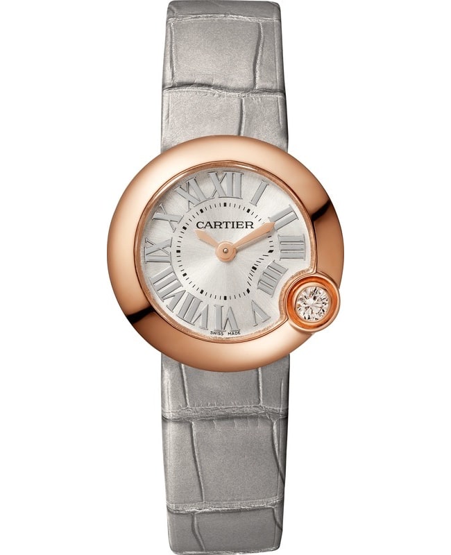 Cartier Ballon Blanc Silver Dial Leather Strap Womens Watch WGBL0004 WGBL0004