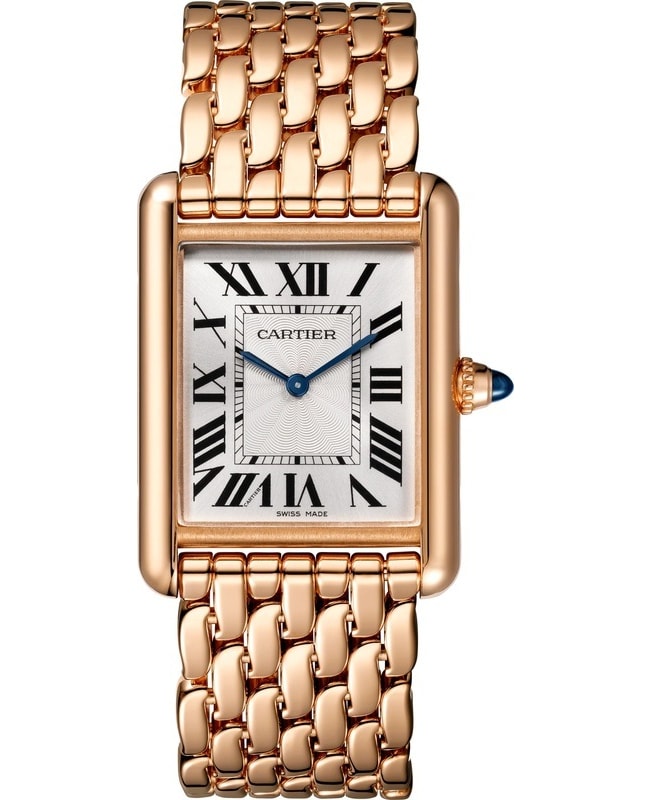 Cartier Silver 18k Rose Gold Tank Louis WGTA0024 Women's Wristwatch 21 mm  Cartier