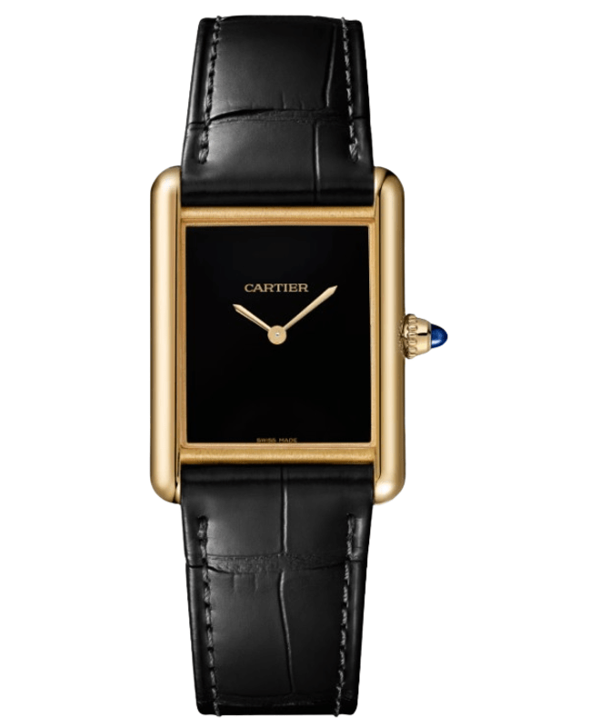 Cartier 時計 ゴールド/ブラック Cartier Tank Louis Cartier Large Manual Winding Black Dial 18K