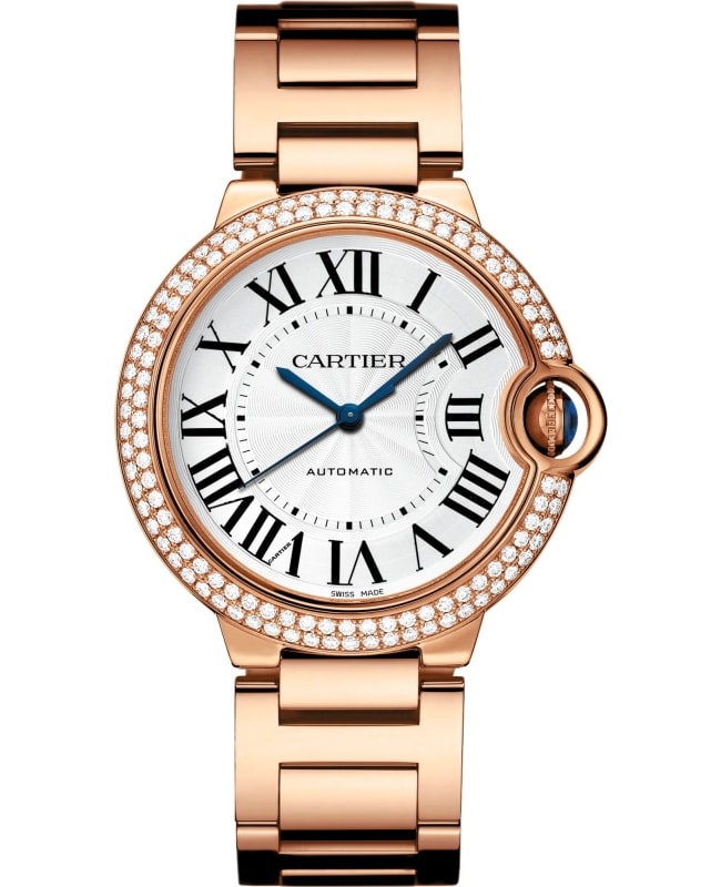 Cartier Ballon Bleu de Cartier Silver Dial Diamond 18kt Rose Gold Womens Watch WJBB0067 WJBB0067