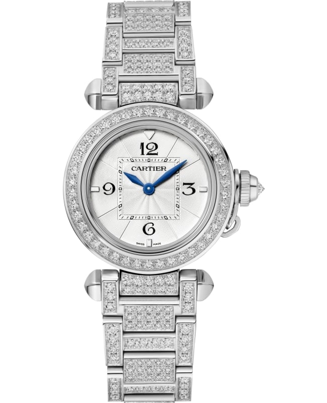 Cartier Pasha De Cartier Opaline Dial White Gold Daimond Women's Watch WJPA0019