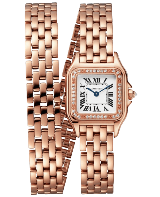 Cartier Panthere de Cartier Small Quartz Silver Dial Diamond Bezel 18K Rose Gold Women's Watch WJPN0051