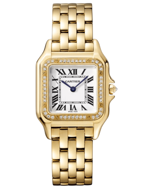 Cartier Panthere de Cartier Medium Diamond Silver Dial 18K Yellow Gold Women's Watch WJPN0066