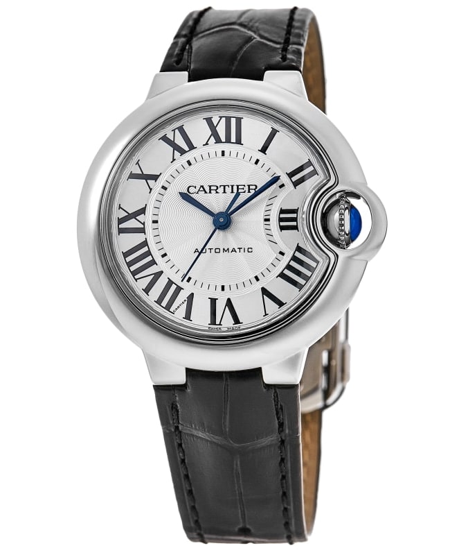 Cartier Ballon Bleu 33mm Silver Dial Leather Strap Womens Watch WSBB0030 WSBB0030