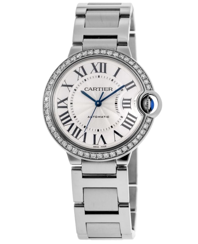 Cartier Ballon Bleu 36mm Automatic Custom Diamond Bezel Steel Womens Watch WSBB0048CD WSBB0048CD