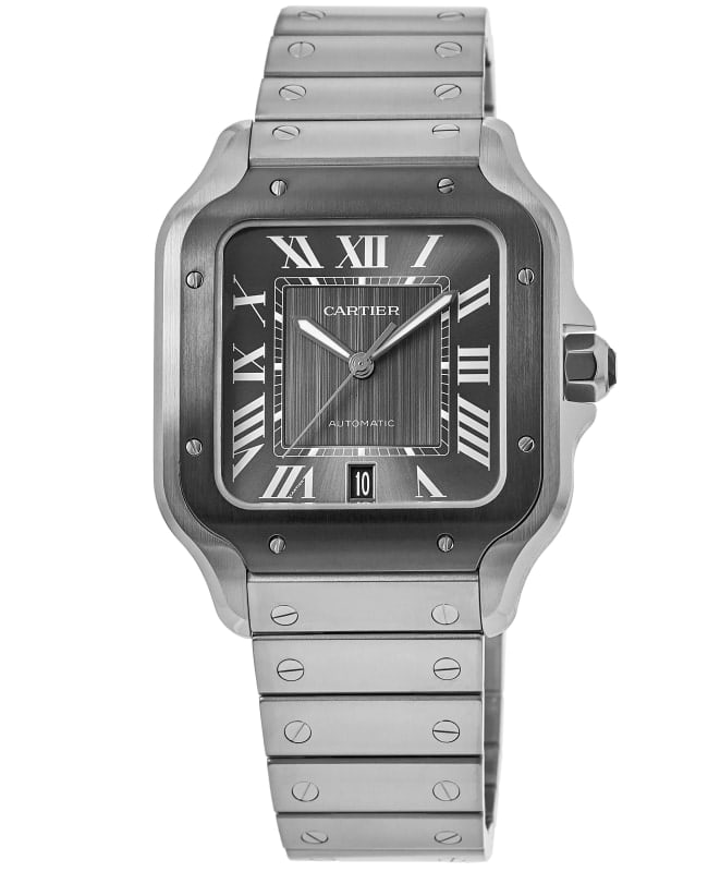 Cartier Santos De Cartier Large Grey Dial Steel Men's Watch WSSA0037