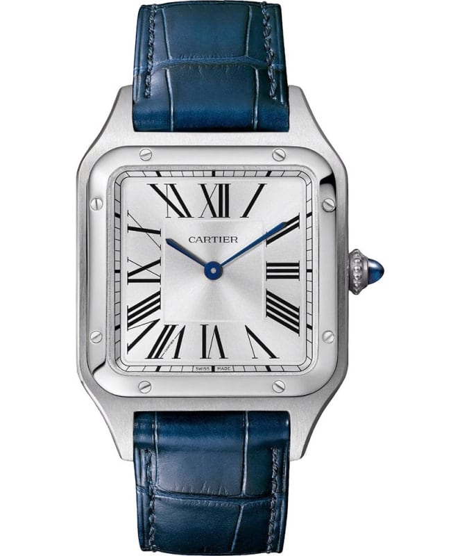 Cartier Santos Dumont Silver Dial Leather Strap Men's Watch WSSA0085