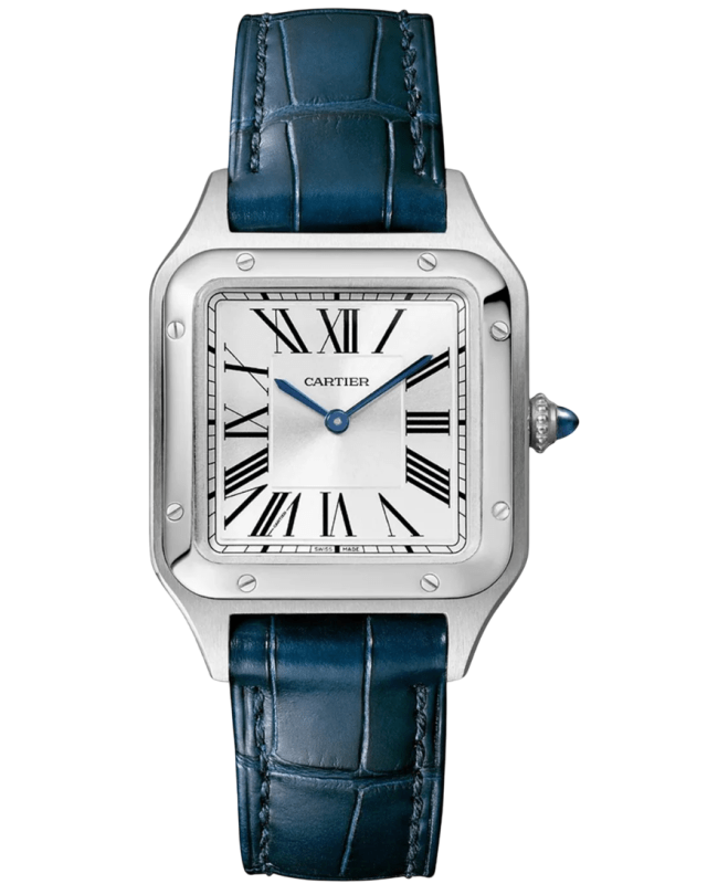 Cartier Santos Dumont Silver Dial Leather Strap Women's Watch WSSA0086