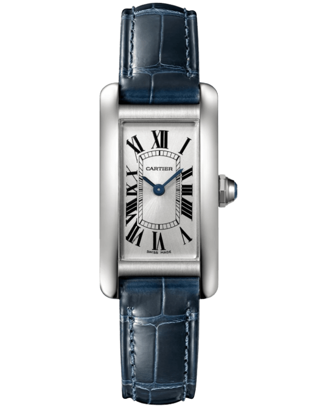 Cartier Tank Americaine Small Silver Dial Leather Strap Women's Watch WSTA0043