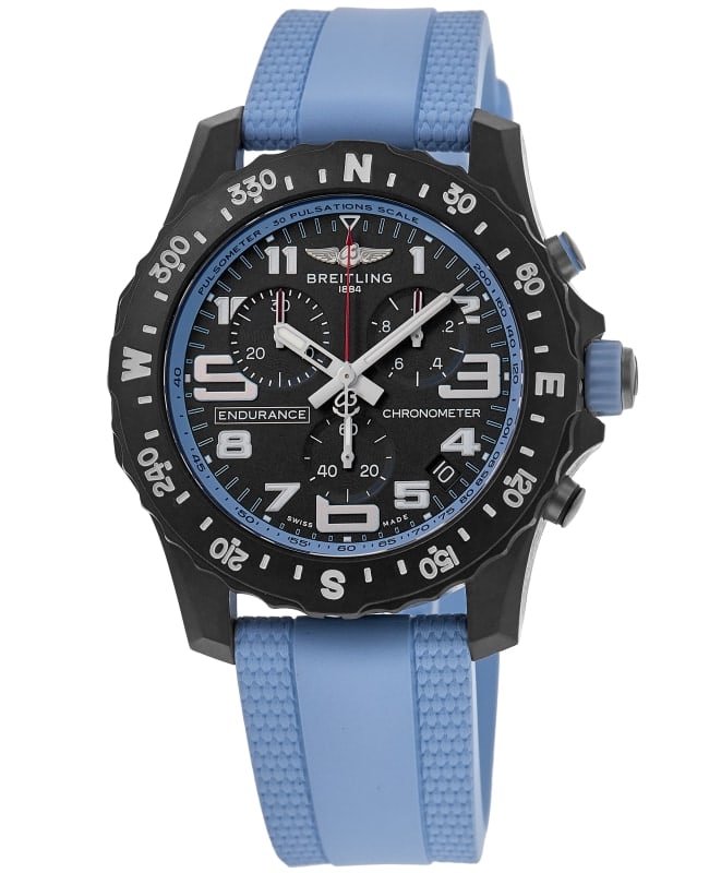 Breitling Endurance Pro 44 Black Dial Light Blue Rubber Strap Men's Watch X82310281B1S2