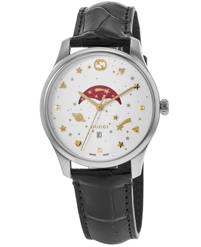 Gucci G-Timeless Quartz White Dial Black Leather Strap Mens Watch YA126325 YA126325 795$