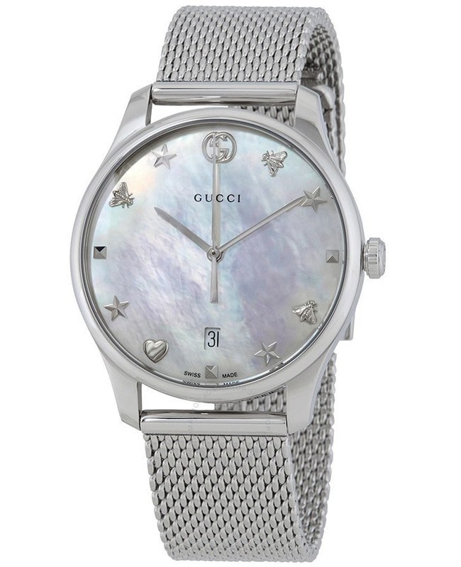 GUCCI 置時計 シルバー グレー GUCCI 25H watch, 38mm in steel