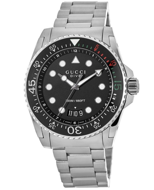 Gucci Dive XL Black Dial Stainless Steel Men's Watch YA136208A