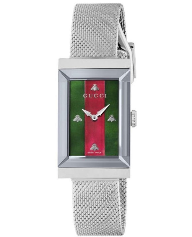 Gucci G-Frame Red and Green Dial Stainless Steel Women's Gucci G-Frame Red and Green Dial Stainless Steel Women's