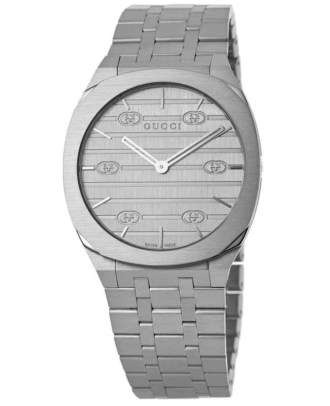 Gucci 25H 34mm Silver Dial Steel Women's Watch YA163402