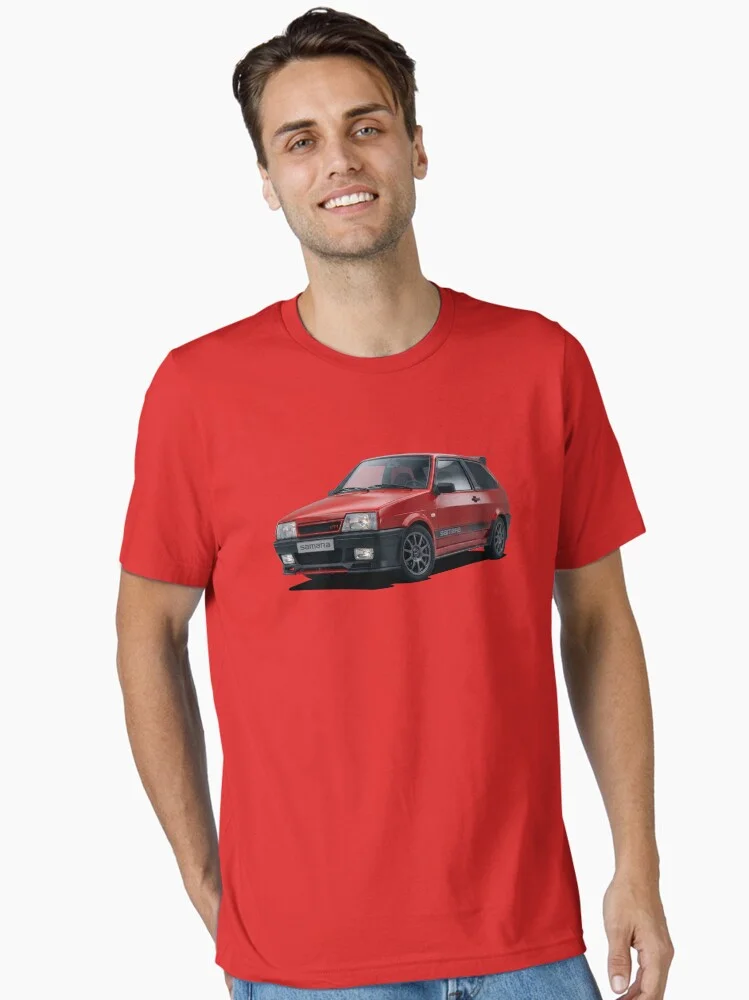 White mug featuring the red Lada Samara GTI graphic