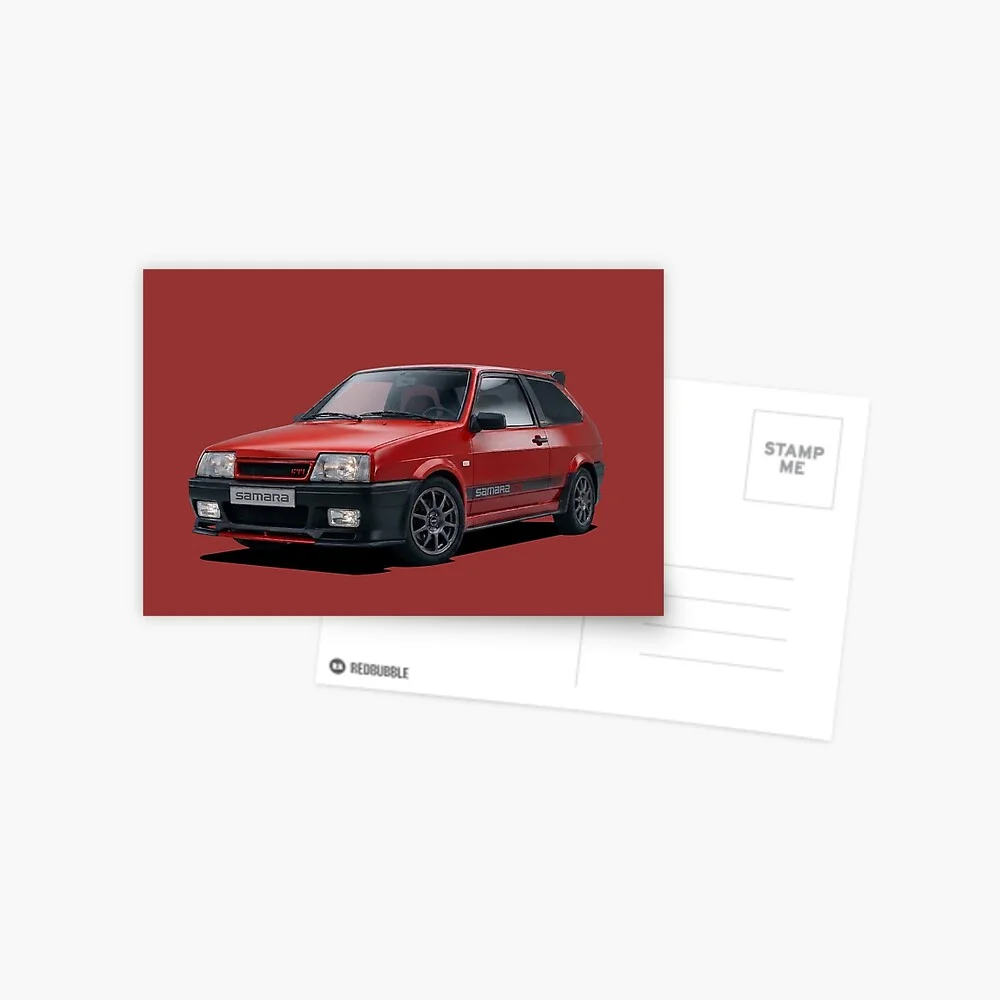 Red Lada Samara GTI side profile, presented as a sticker