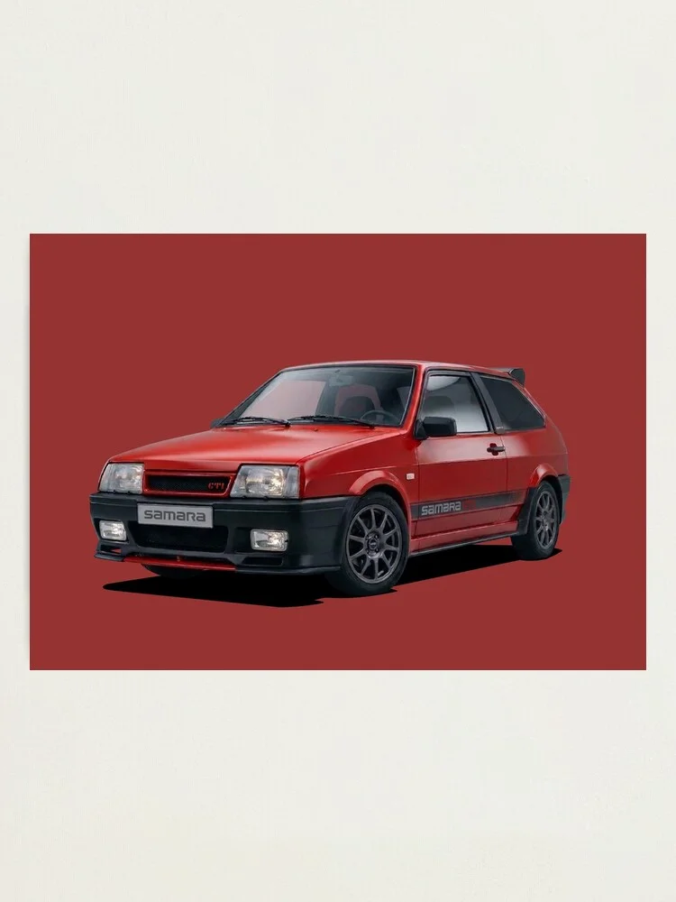 Red Lada Samara GTI on a red background