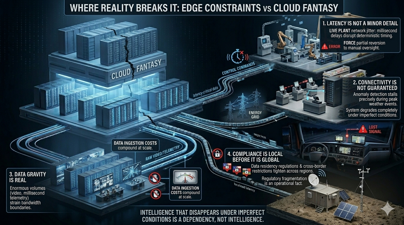 Conceptual illustration of the scalability gap between AI prototypes and enterprise systems