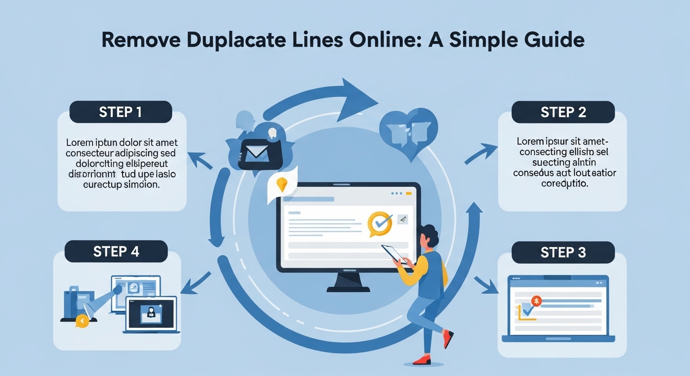 Removing duplicate lines from text using an online tool.