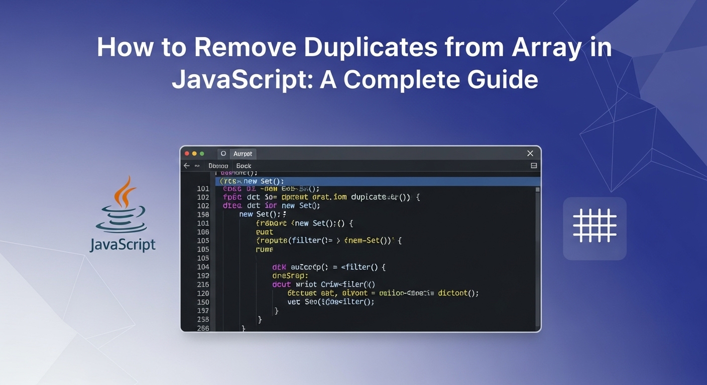 JavaScript code removing duplicates from an array using Set and filter.