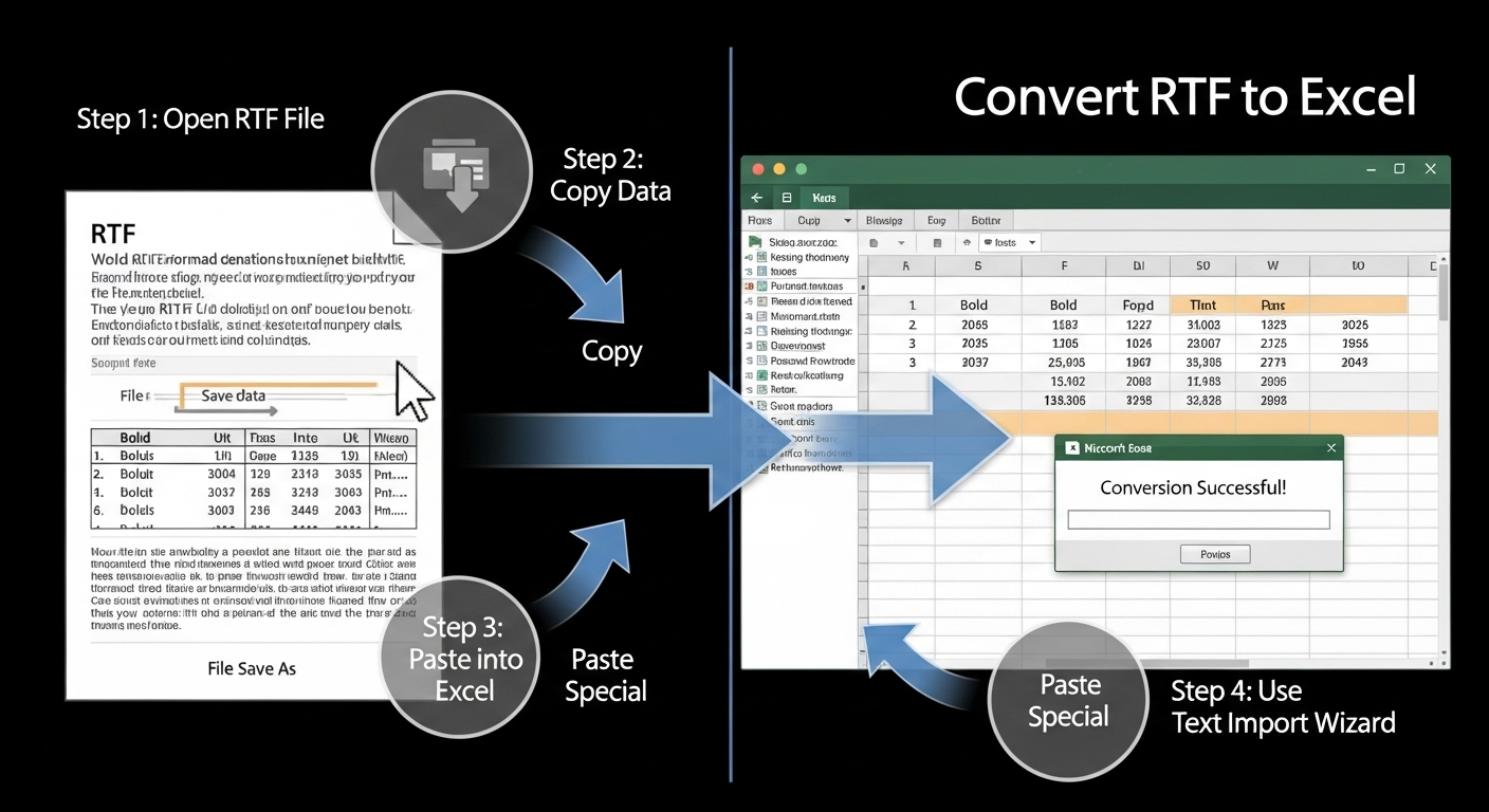 Converting Rich Text Format (RTF) to Excel spreadsheet.