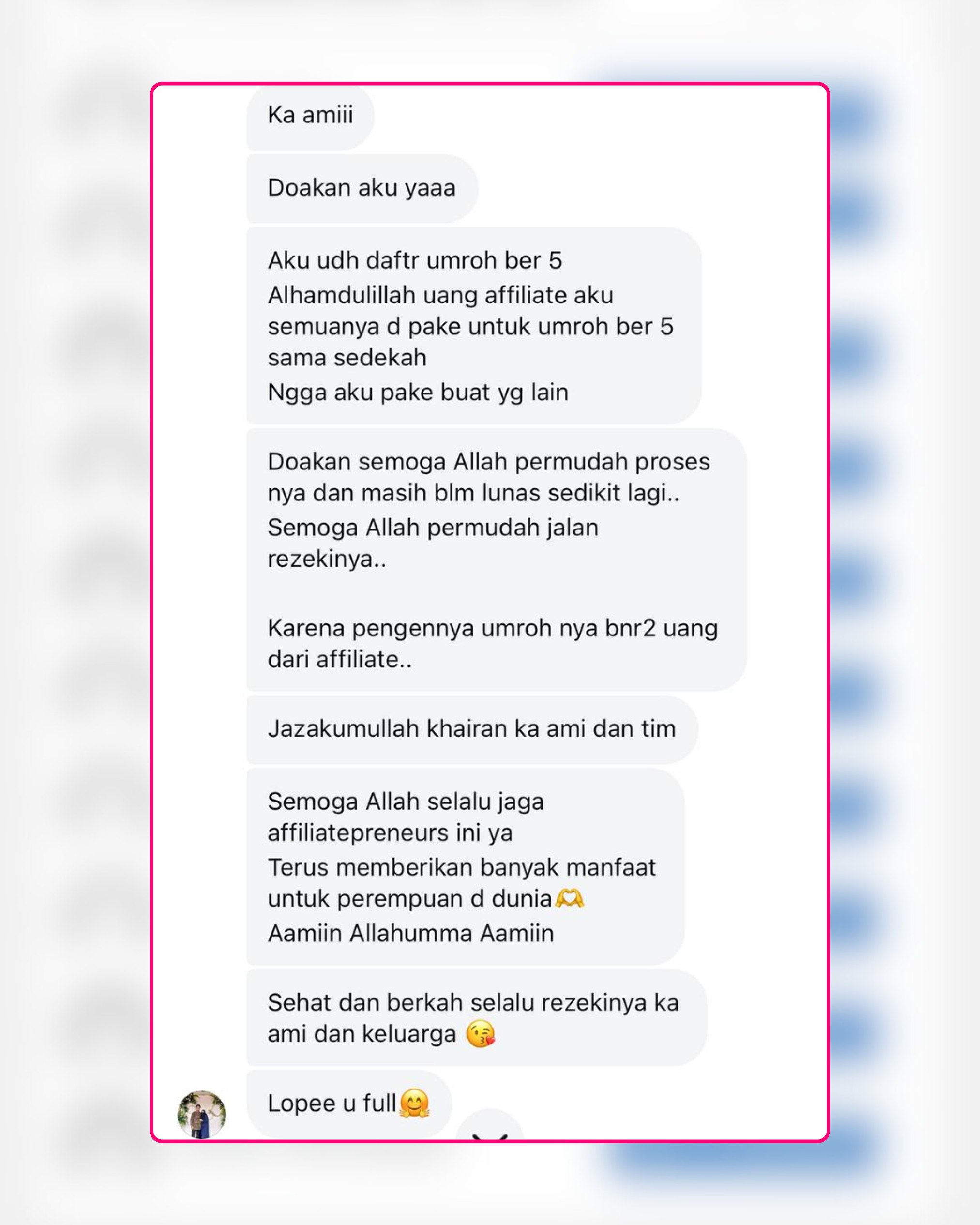 Screenshot Testimoni atau Komisi