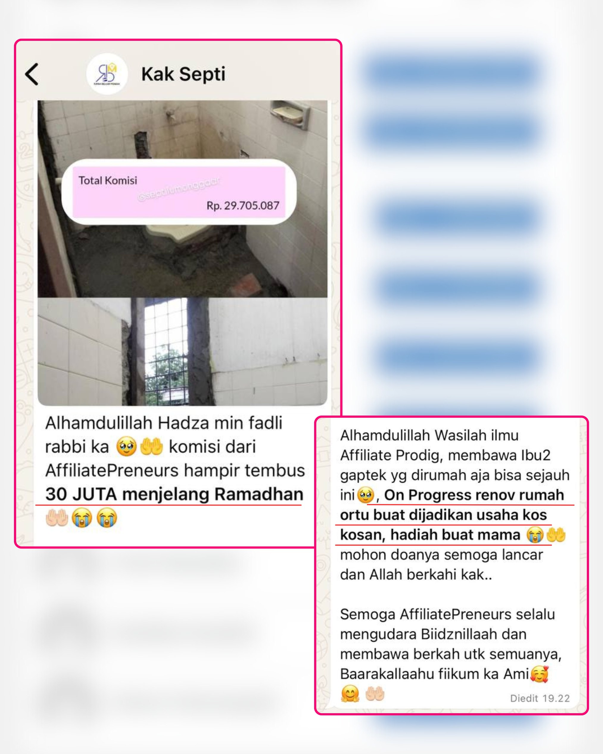 Screenshot Testimoni atau Komisi