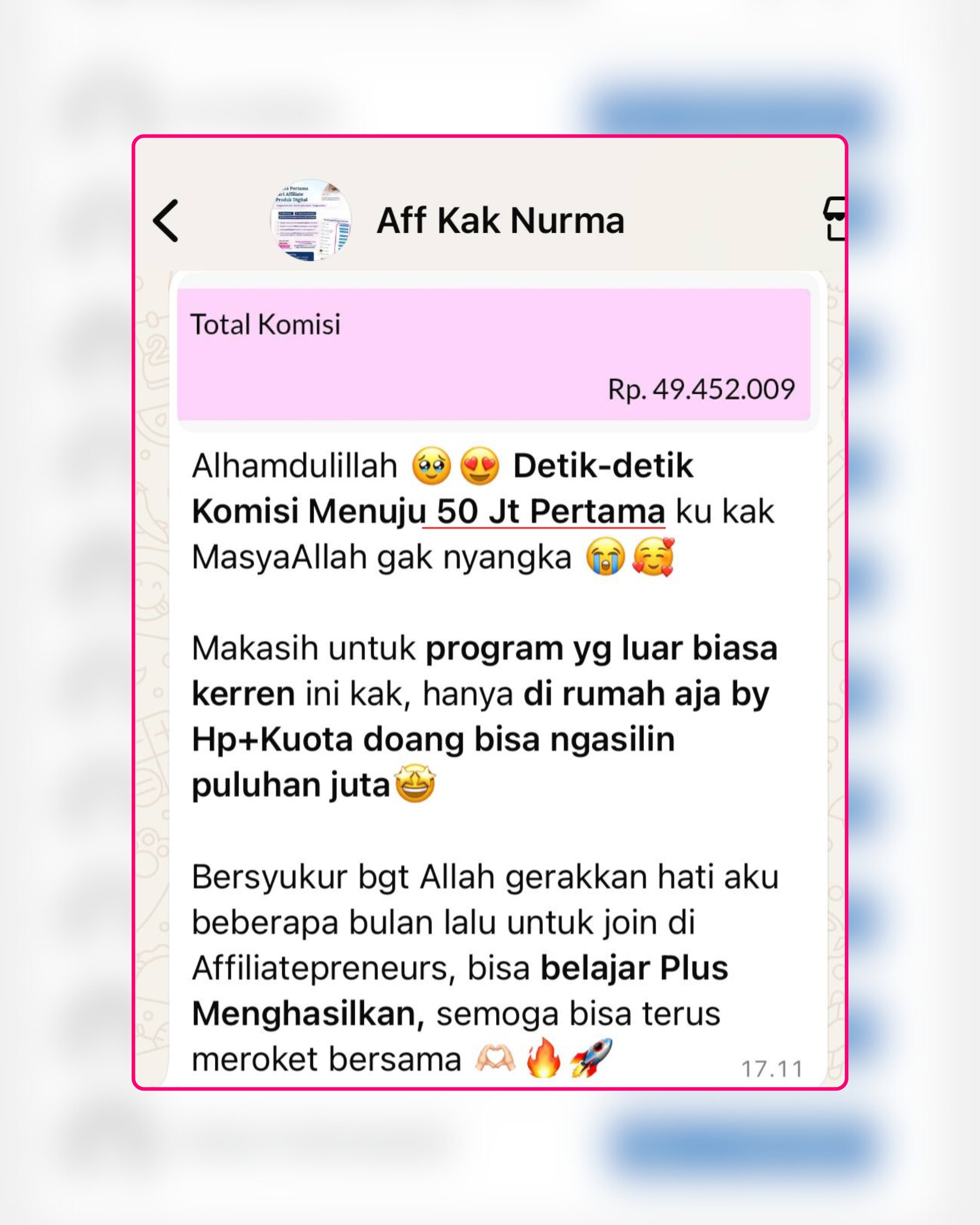 Screenshot Testimoni atau Komisi