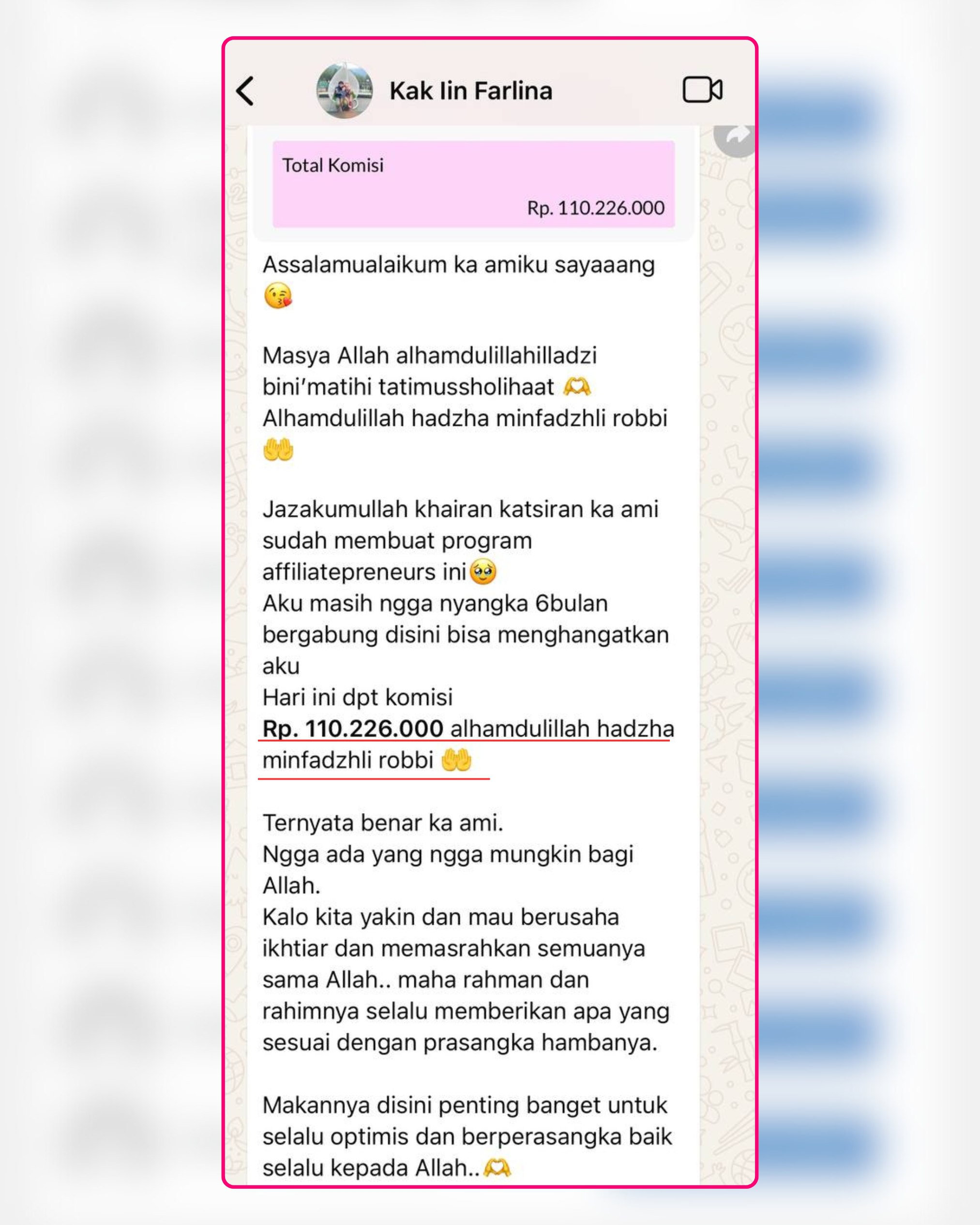 Screenshot Testimoni atau Komisi