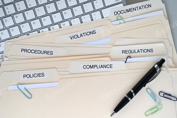 Compliance, policies, and regulation files used in public-sector delivery