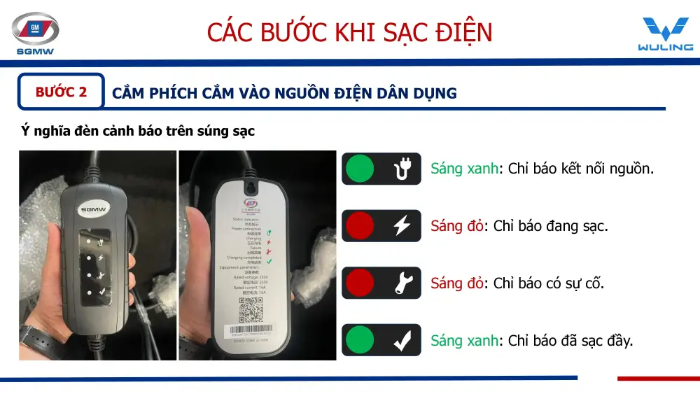 Hướng dẫn sạc xe Wuling 6