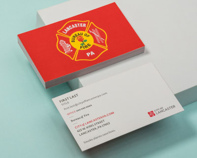 Front and back of Lancaster PA business card