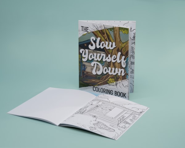 Coloring book standing up and open 