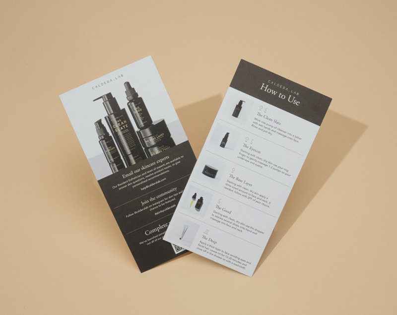 Front and back of rack card for skin care