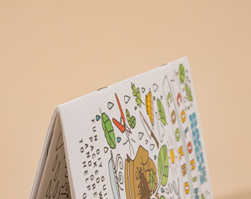 Closeup of saddle-stitched program spine