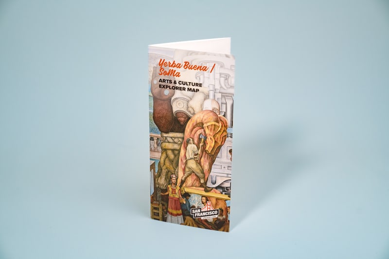 Front cover of a closed Yerba Buena trifold brochure