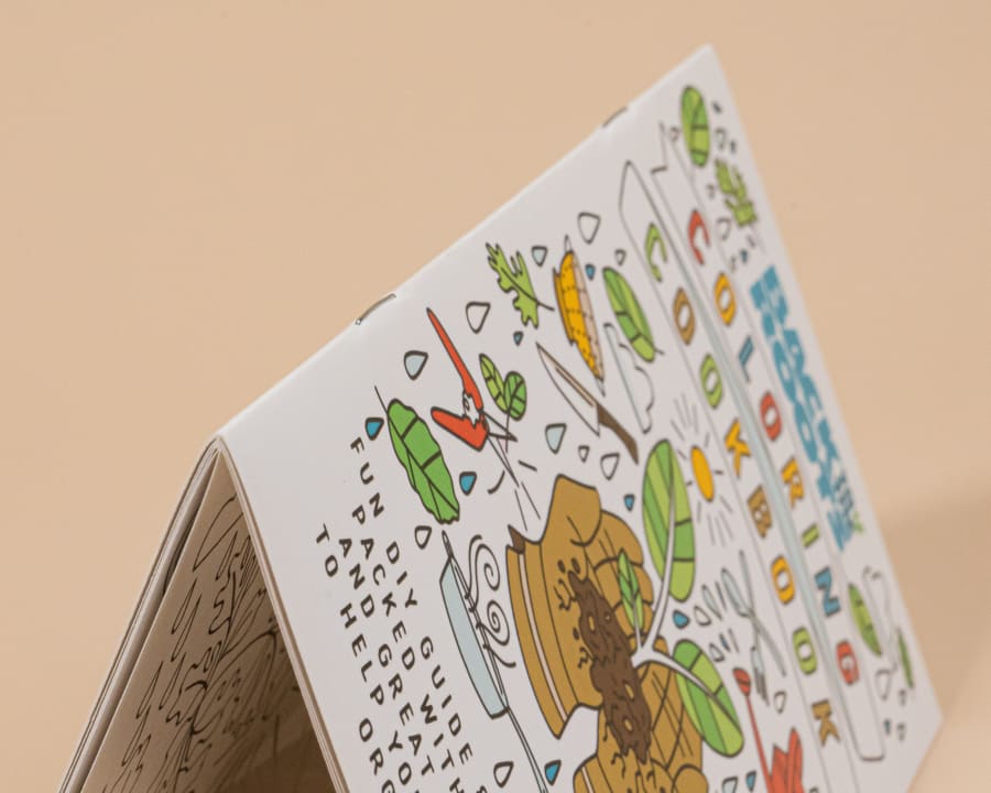 closeup of spine of saddle stitch booklet