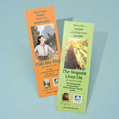 2 versions of bookmarks that promote a particular book
