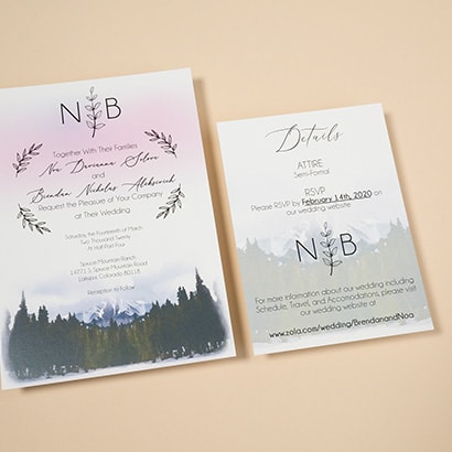 Wedding invitation with an additional RSVP card