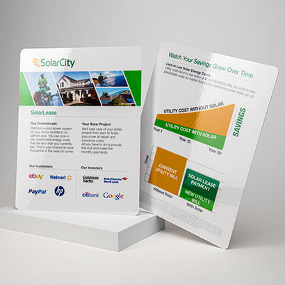 Two laminated sell sheets for solar power