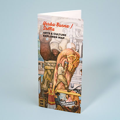 Front cover of a closed Yerba Buena trifold brochure