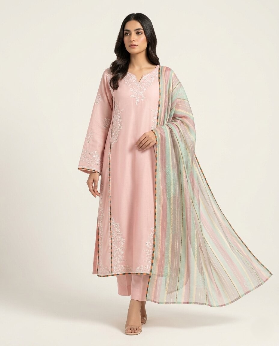 Special Embroidered Blush Pastel Grace 3 Piece Lawn Suit