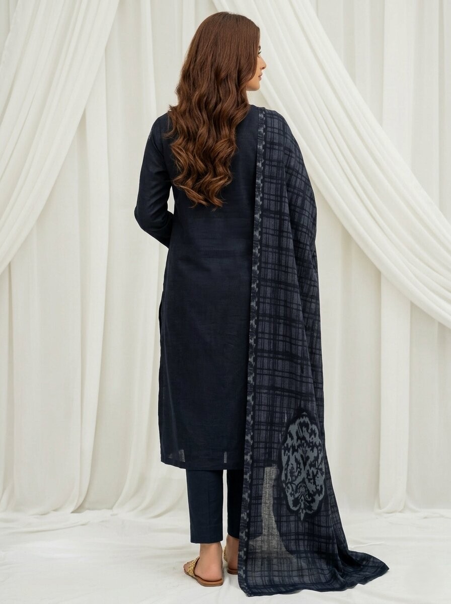 Black Embroidered 3 Piece Lawn Unstitched Suit – Minimal Luxury Collection | Aabroowear 2
