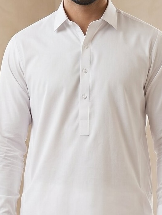 Classic White Plain - Men’s Unstitched Wash & Wear Suit 3