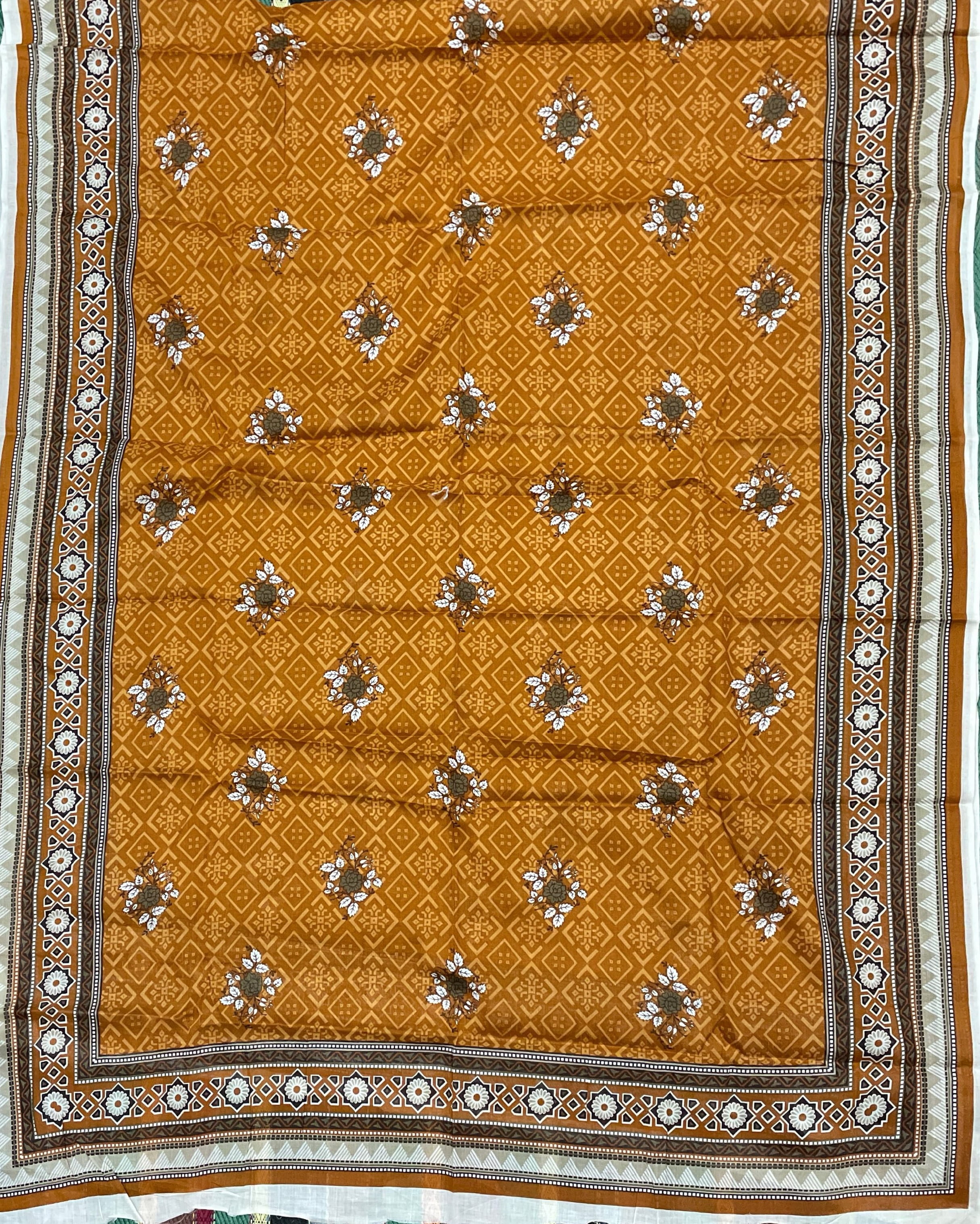 Elegant Soft Neutral Beige Printed 3 Piece Lawn Suit with Mustard Dupatta 4