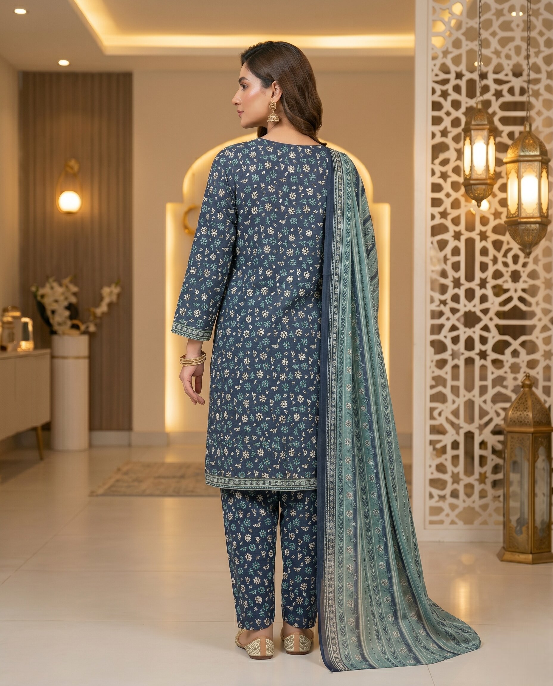 Bin Saeed Midnight Daisy 3 Piece Printed Lawn Suit 2